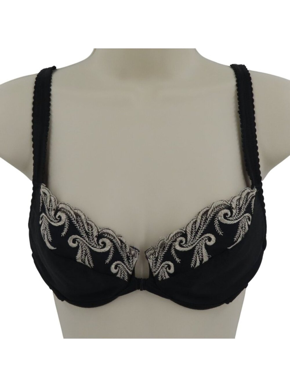 Victorias Secret 34B Bra Front Closure Underwire Lined Black Embroidered 1997